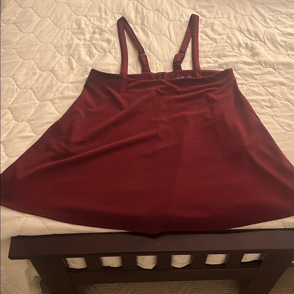ModCloth Overall Winner Burgundy Sleeveless Dress Jumper Pinafore